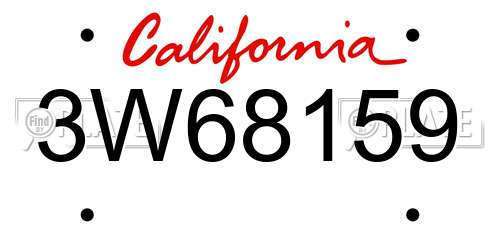 3W68159 California License Plate
