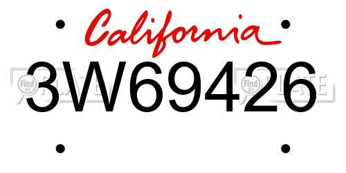 3W69426 California License Plate