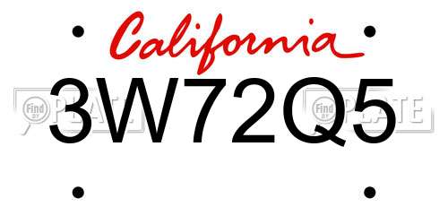 3W72Q5 California License Plate