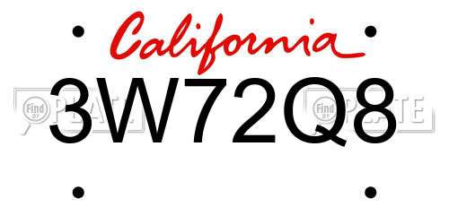 3W72Q8 California License Plate
