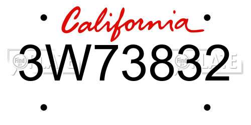 3W73832 California License Plate