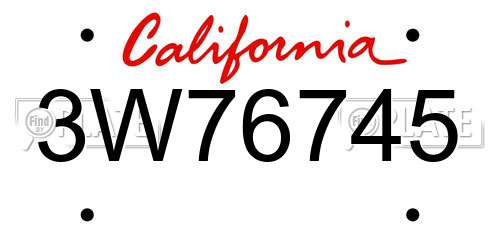 3W76745 California License Plate
