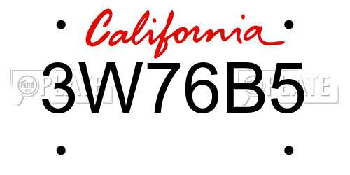 3W76B5 California License Plate