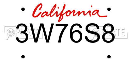 3W76S8 California License Plate