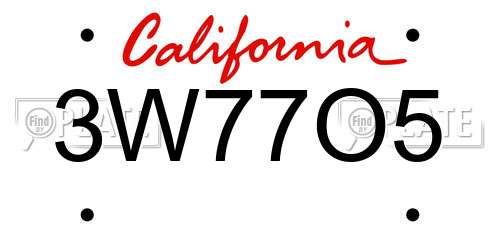 3W77O5 California License Plate