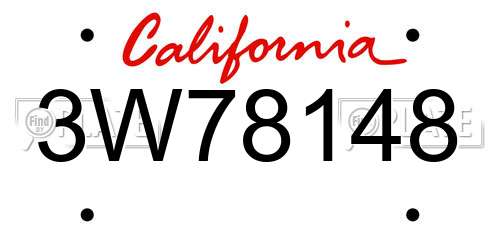 3W78148 California License Plate