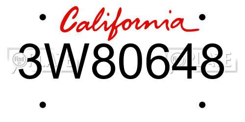 3W80648 California License Plate