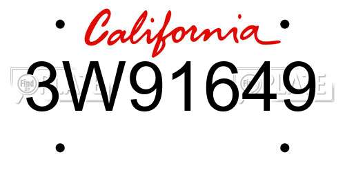 3W91649 California License Plate