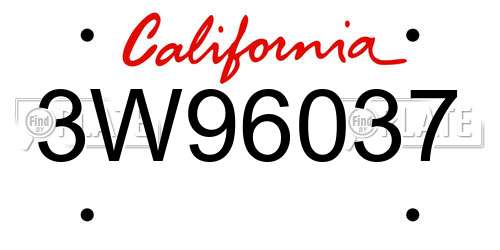 3W96037 California License Plate