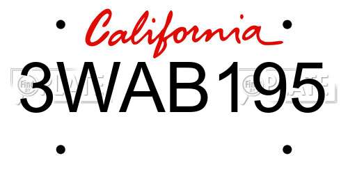 3WAB195 California License Plate