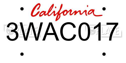 3WAC017 California License Plate