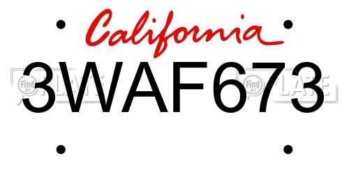 3WAF673 California License Plate