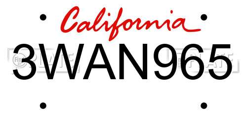 3WAN965 California License Plate