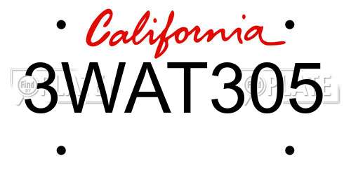 3WAT305 California License Plate