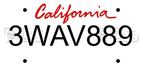 3WAV889 California License Plate