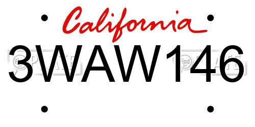3WAW146 California License Plate