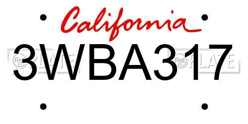 3WBA317 California License Plate