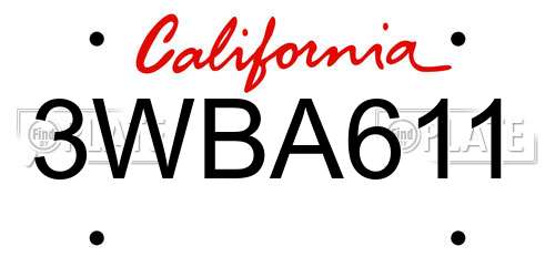 3WBA611 California License Plate