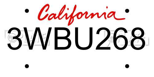 3WBU268 California License Plate