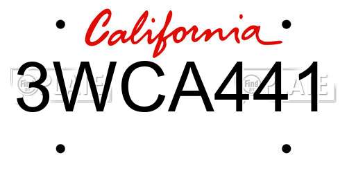 3WCA441 California License Plate