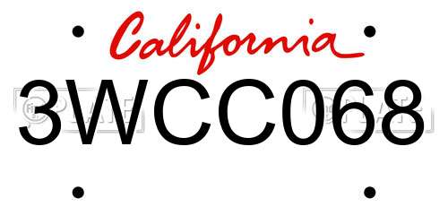 3WCC068 California License Plate