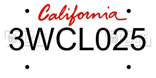3WCL025 California License Plate