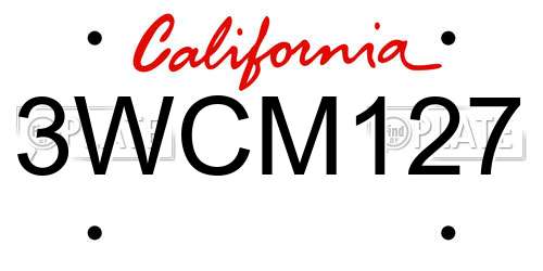 3WCM127 California License Plate