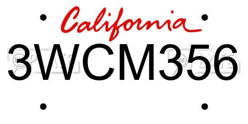3WCM356 California License Plate