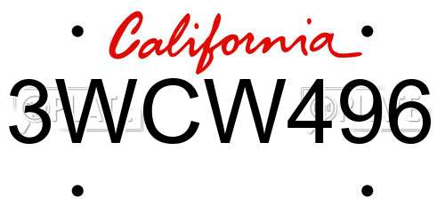 3WCW496 California License Plate