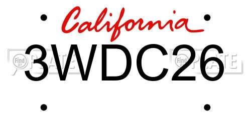 3WDC26 California License Plate