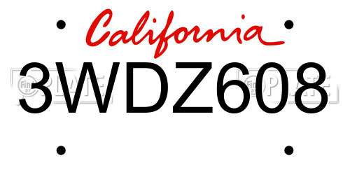 3WDZ608 California License Plate