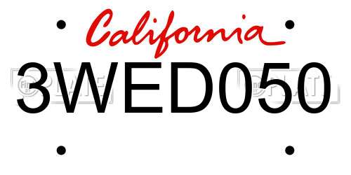3WED050 California License Plate