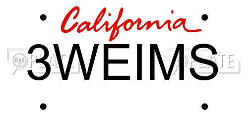 3WEIMS California License Plate
