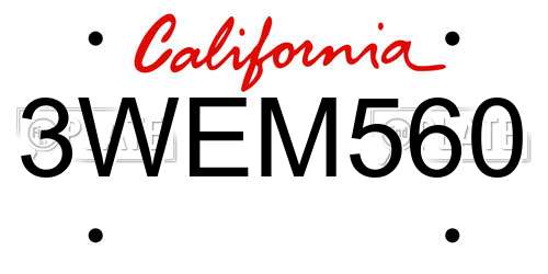 3WEM560 California License Plate