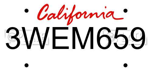3WEM659 California License Plate