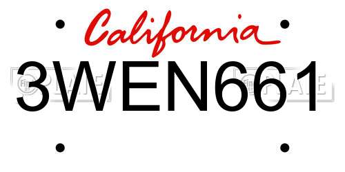 3WEN661 California License Plate
