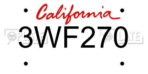 3WF270 California License Plate
