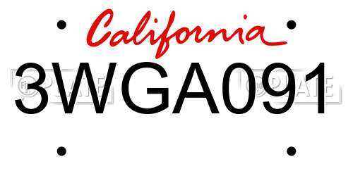 3WGA091 California License Plate