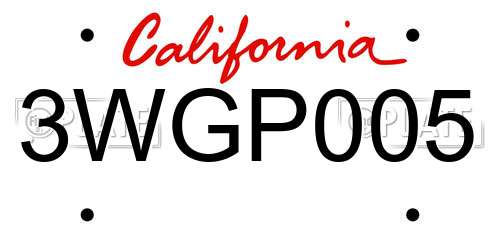 3WGP005 California License Plate