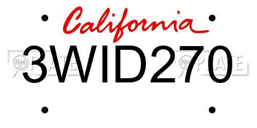 3WID270 California License Plate