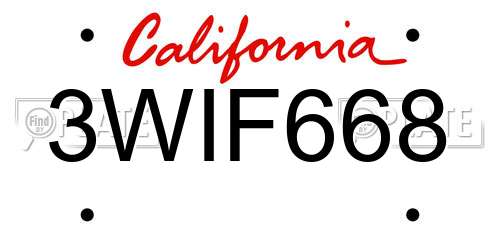 3WIF668 California License Plate