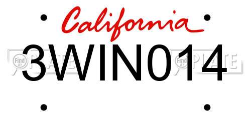 3WIN014 California License Plate