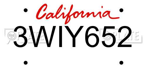 3WIY652 California License Plate