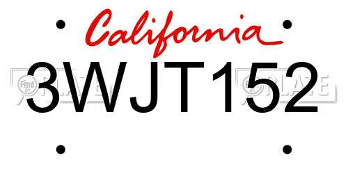 3WJT152 California License Plate