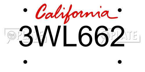 3WL662 California License Plate