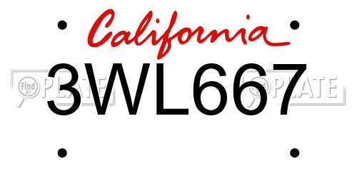 3WL667 California License Plate