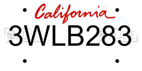 3WLB283 California License Plate