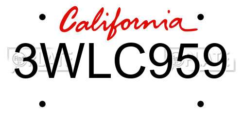 3WLC959 California License Plate