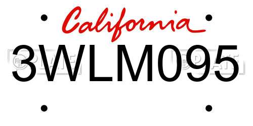 3WLM095 California License Plate