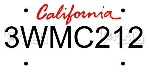 3WMC212 California License Plate